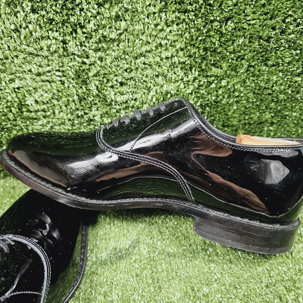 Allen Edmonds Carlyle Black Patent Leather‎ Plain-Toe Oxford Shoes Mens 8.5 EEE
